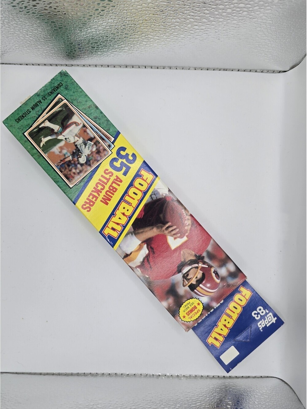 1983 Topps Football Stickers Box 35 Stickers, Mark Gastineau Box Card